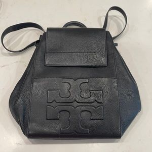 Black Leather Tory Burch Back Pack